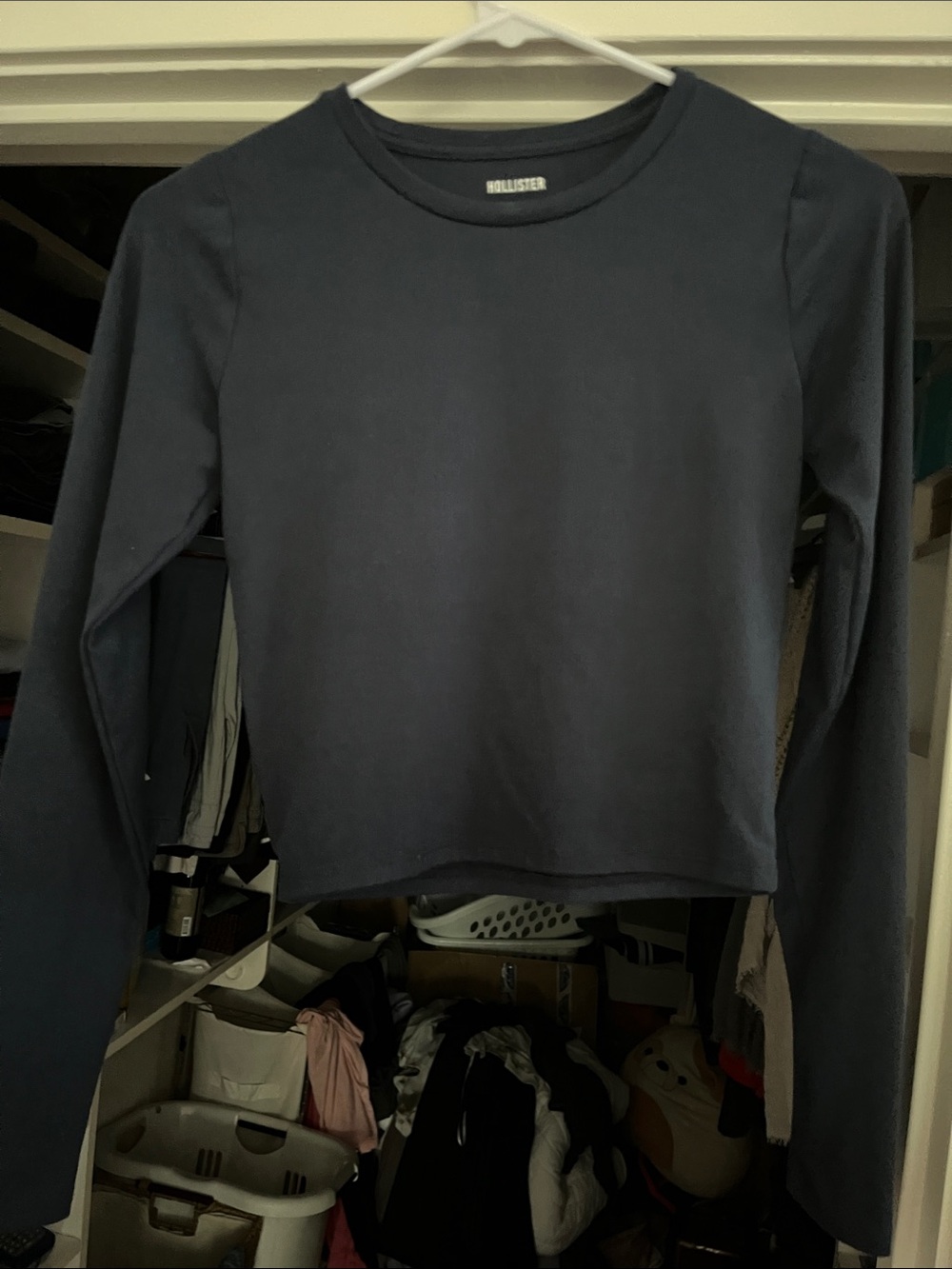 Hollister Navy Long-Sleeve Crewneck Top